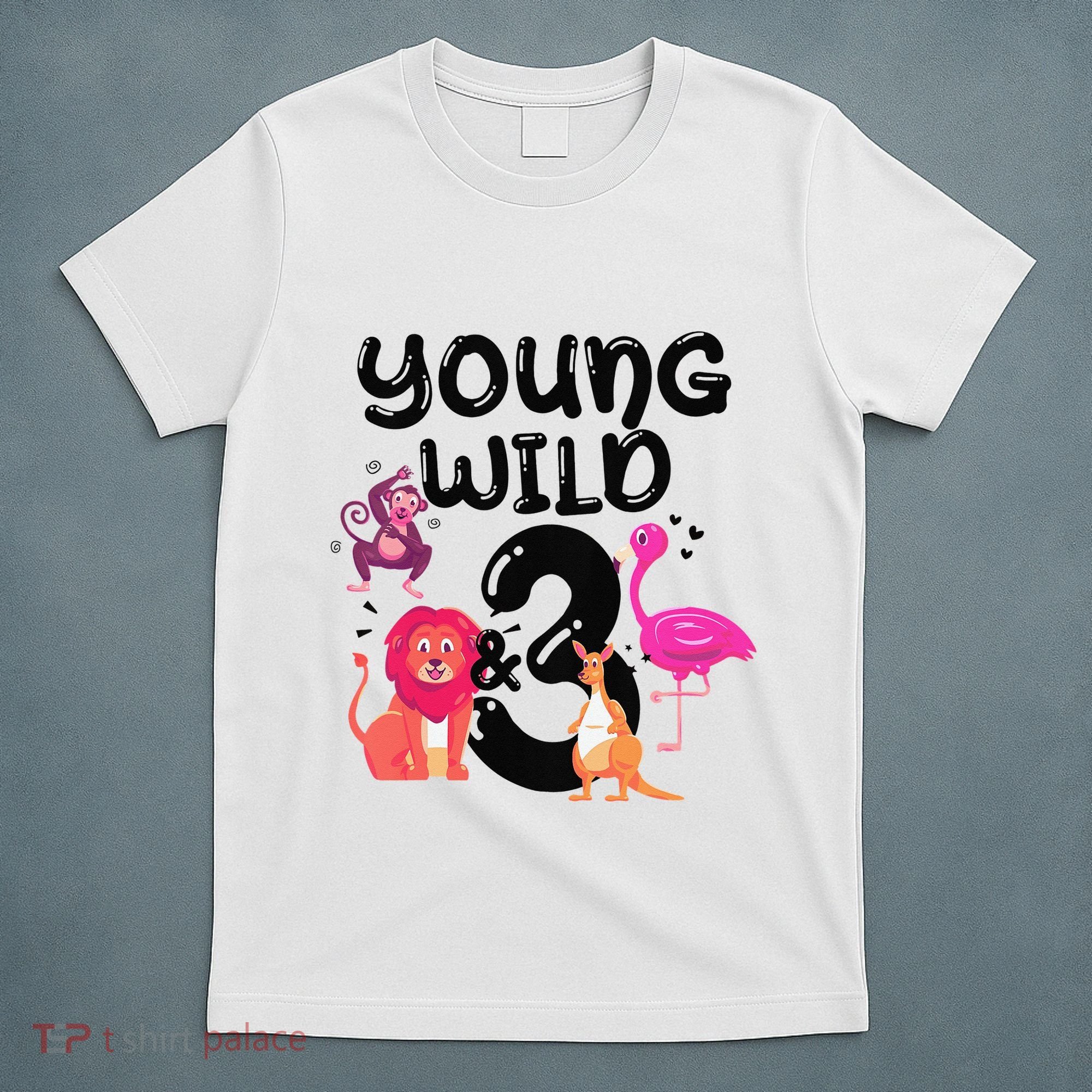 Wild And 3 3rd Birthday Safari Zoo Animal Jungle Cute T-Shirt