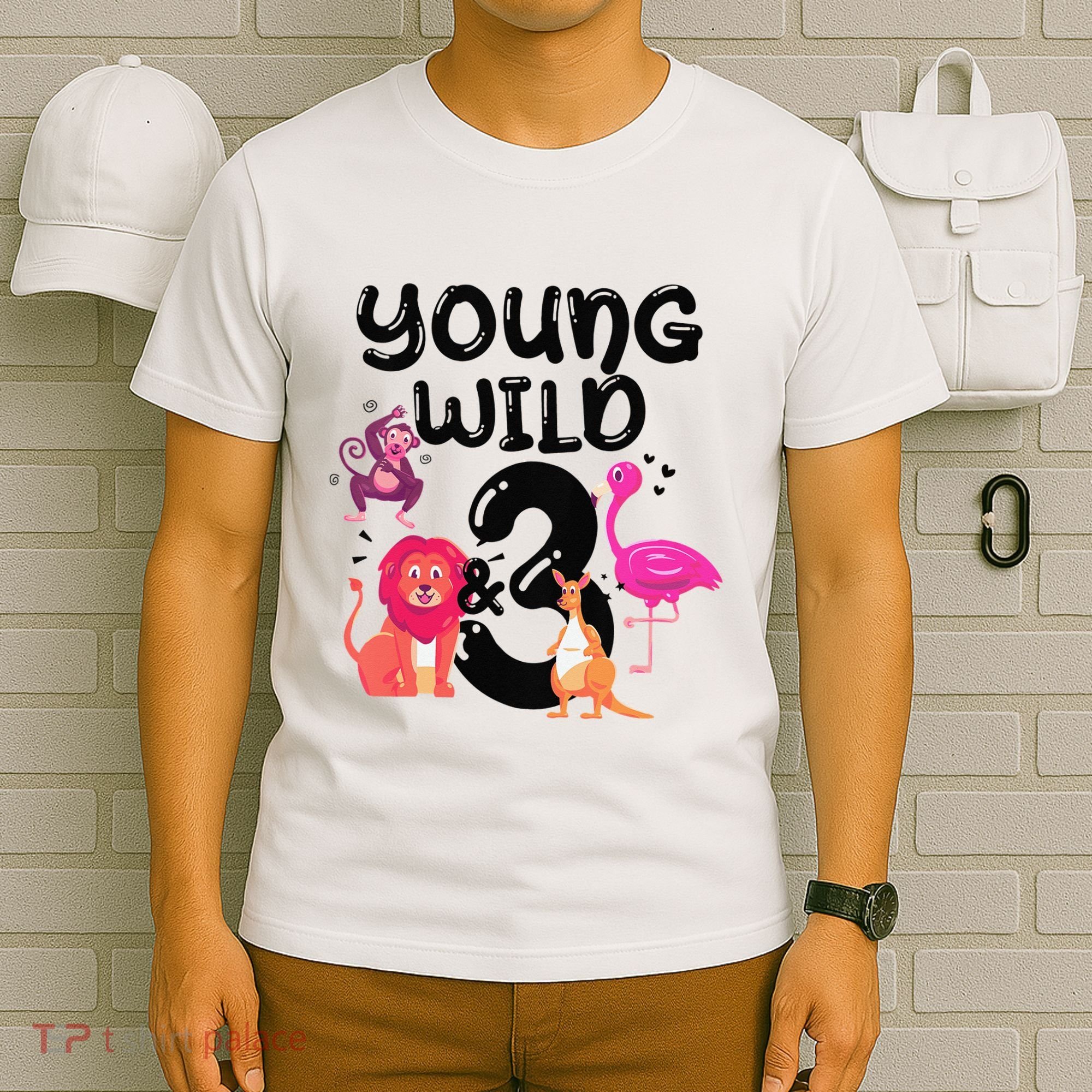 Wild And 3 3rd Birthday Safari Zoo Animal Jungle Cute T-Shirt
