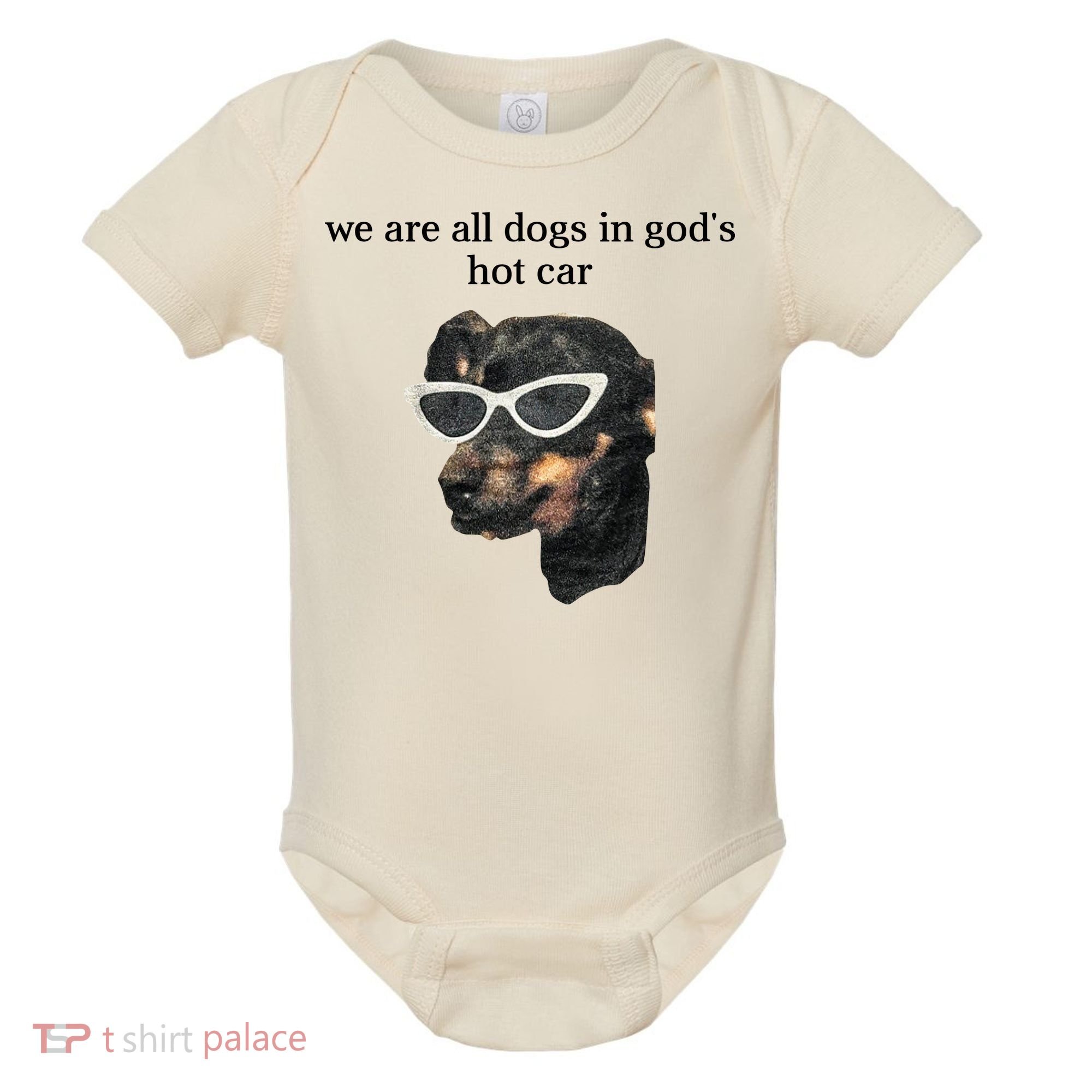 We Are All Dogs In God’S Hot Car Baby Bodysuit