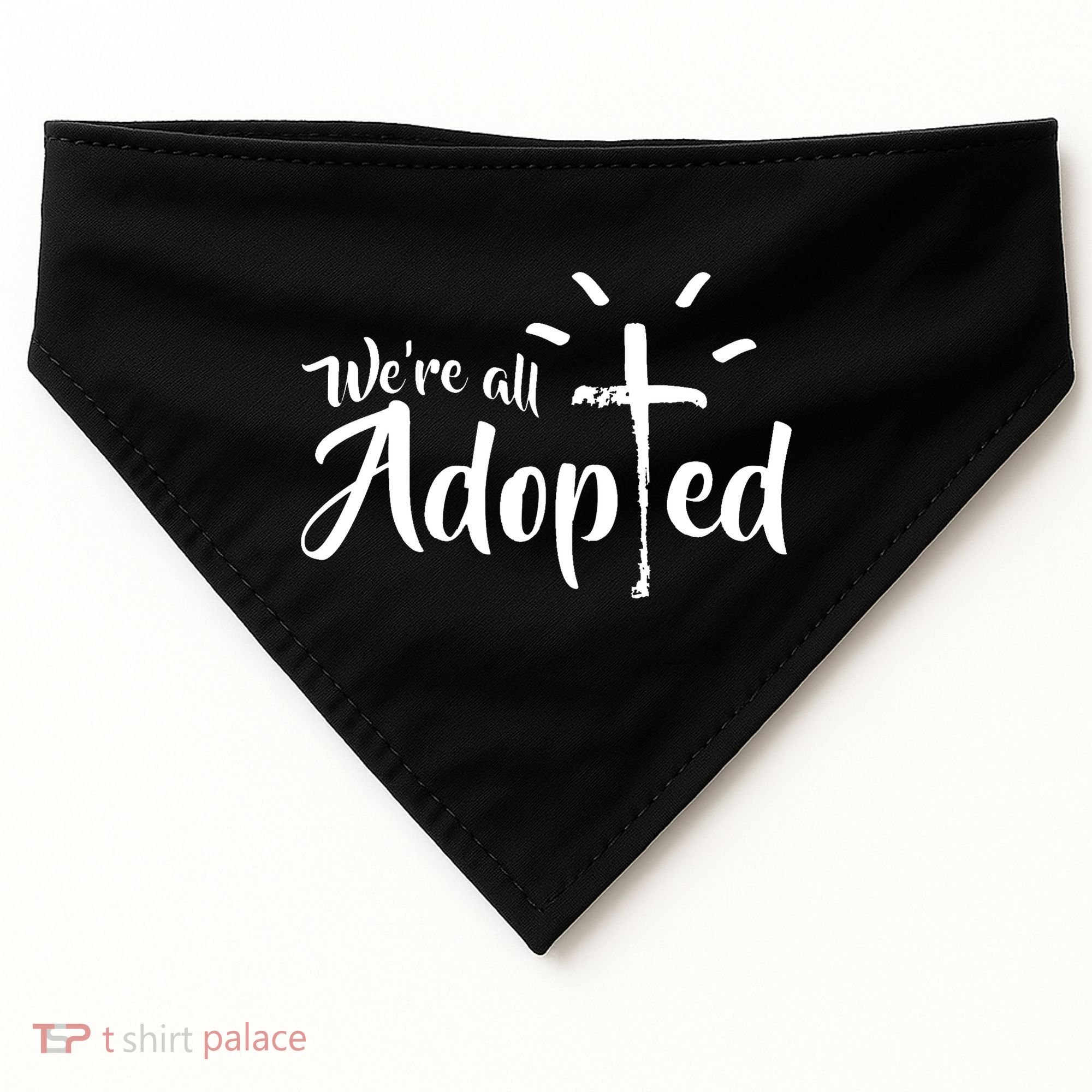 We're All Adopted Christian Cross USA-Made Doggie Bandana