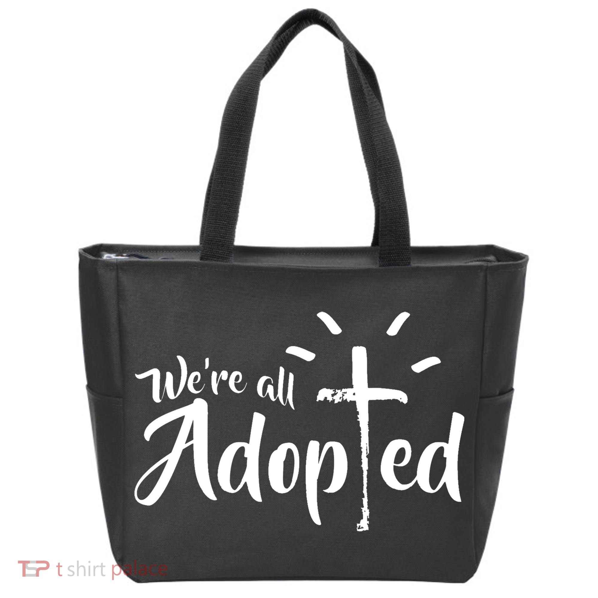 We're All Adopted Christian Cross Tote Bag