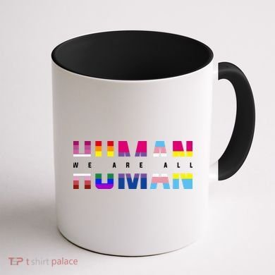 We Are All Human LGBT Pride Coffee Mug back