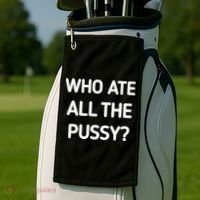 Who Ate All The Pussy Funny Sarcastic Quote Golf Towel thumb 2