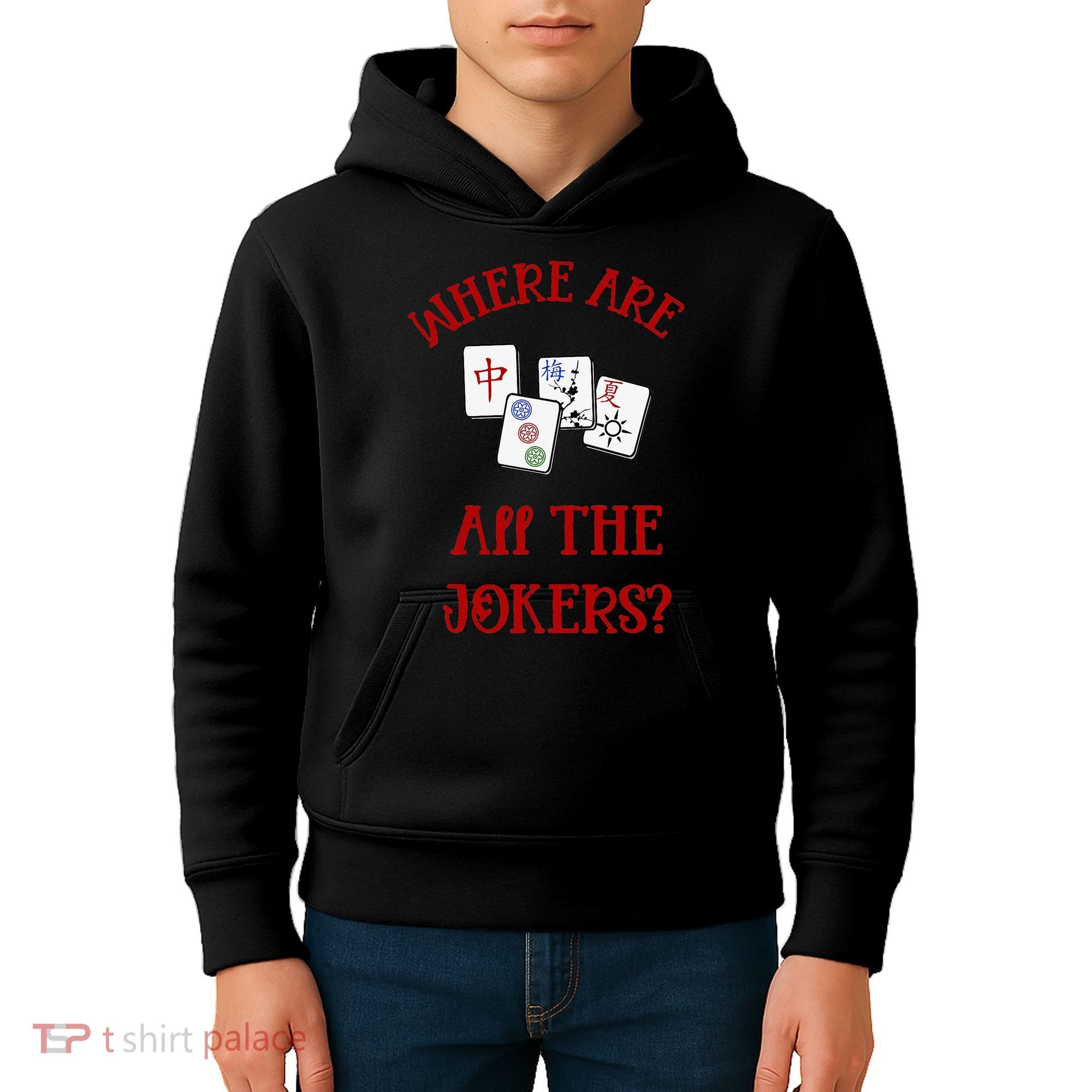 Where Are All The Jokers Funny Mahjong Kids Hoodie