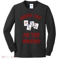 Where Are All The Jokers Funny Mahjong Kids Long Sleeve Shirt thumb 0