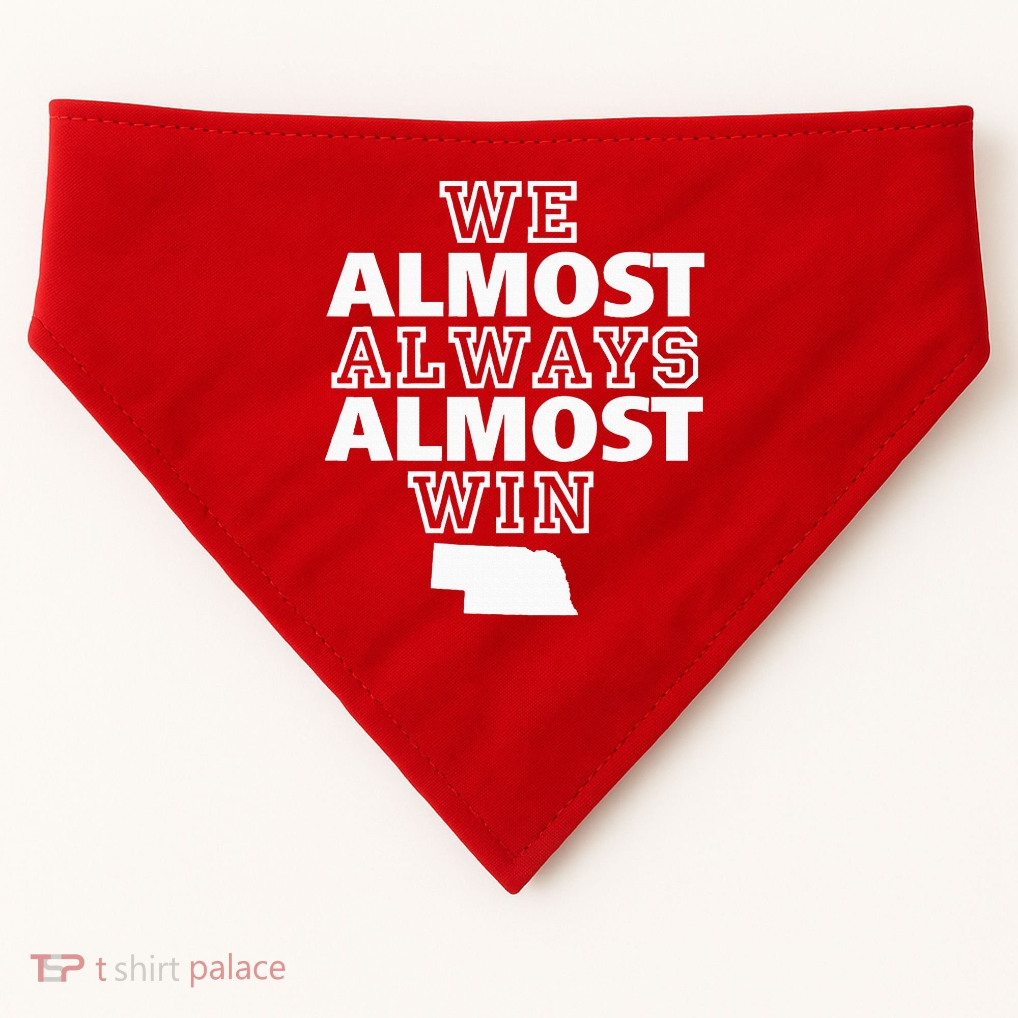 We Almost Always Almost Win Nebraska Map Funny USA-Made Doggie Bandana