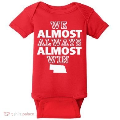 We Almost Always Almost Win Nebraska Map Funny Baby Bodysuit