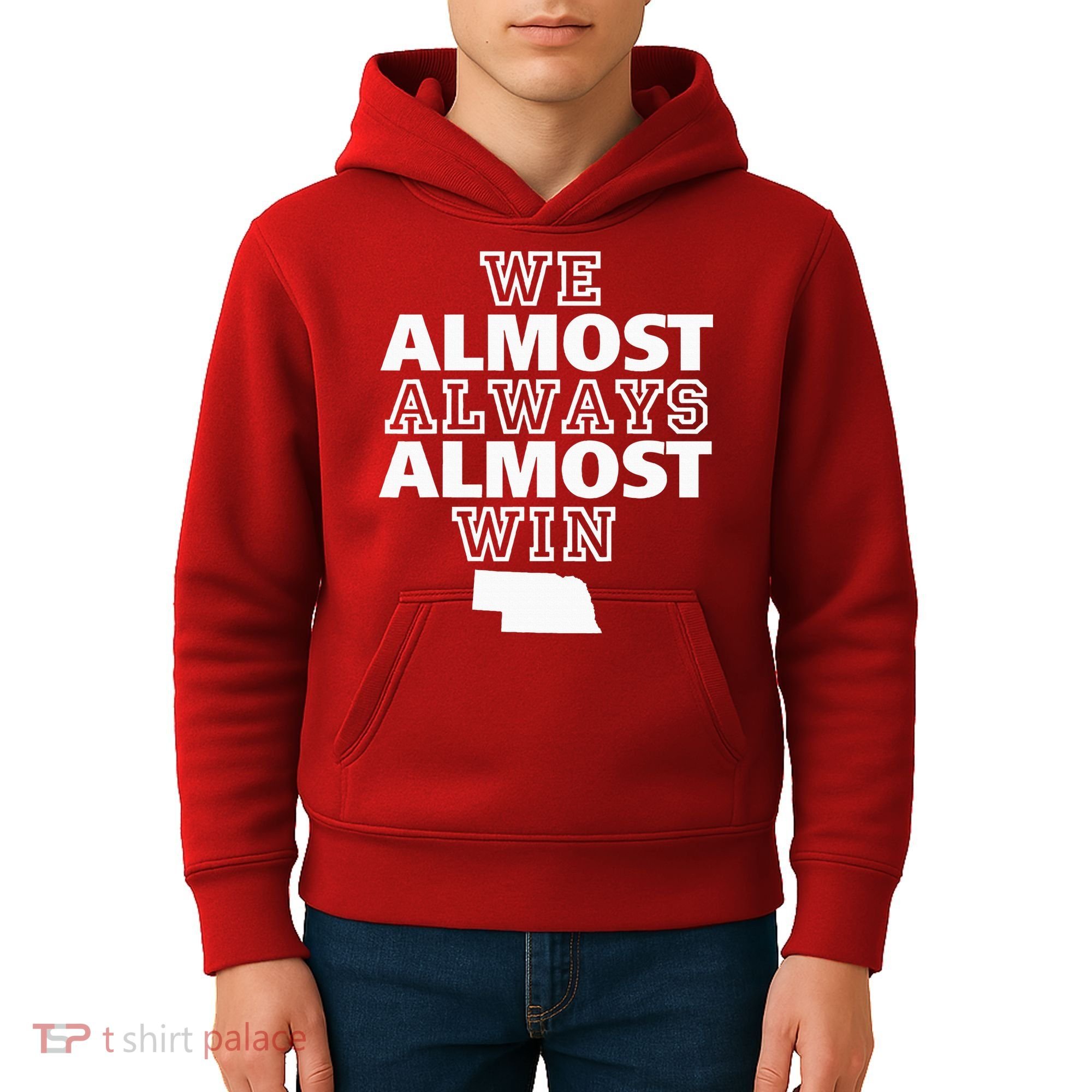 We Almost Always Almost Win Nebraska Map Funny Kids Hoodie
