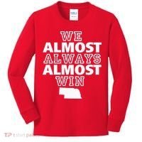 We Almost Always Almost Win Nebraska Map Funny Kids Long Sleeve Shirt thumb 0