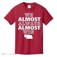 We Almost Always Almost Win Nebraska Map Funny Kids T-Shirt thumb 0