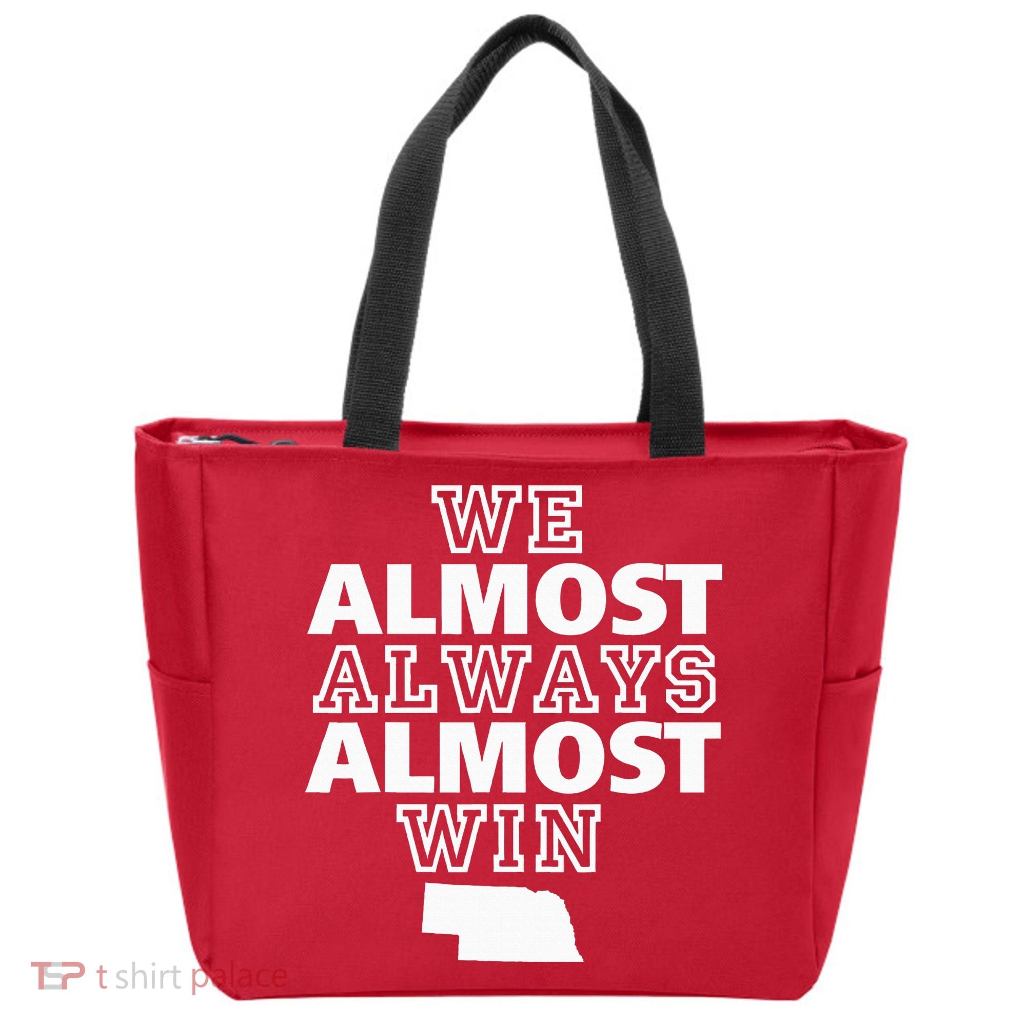 We Almost Always Almost Win Nebraska Map Funny Tote Bag