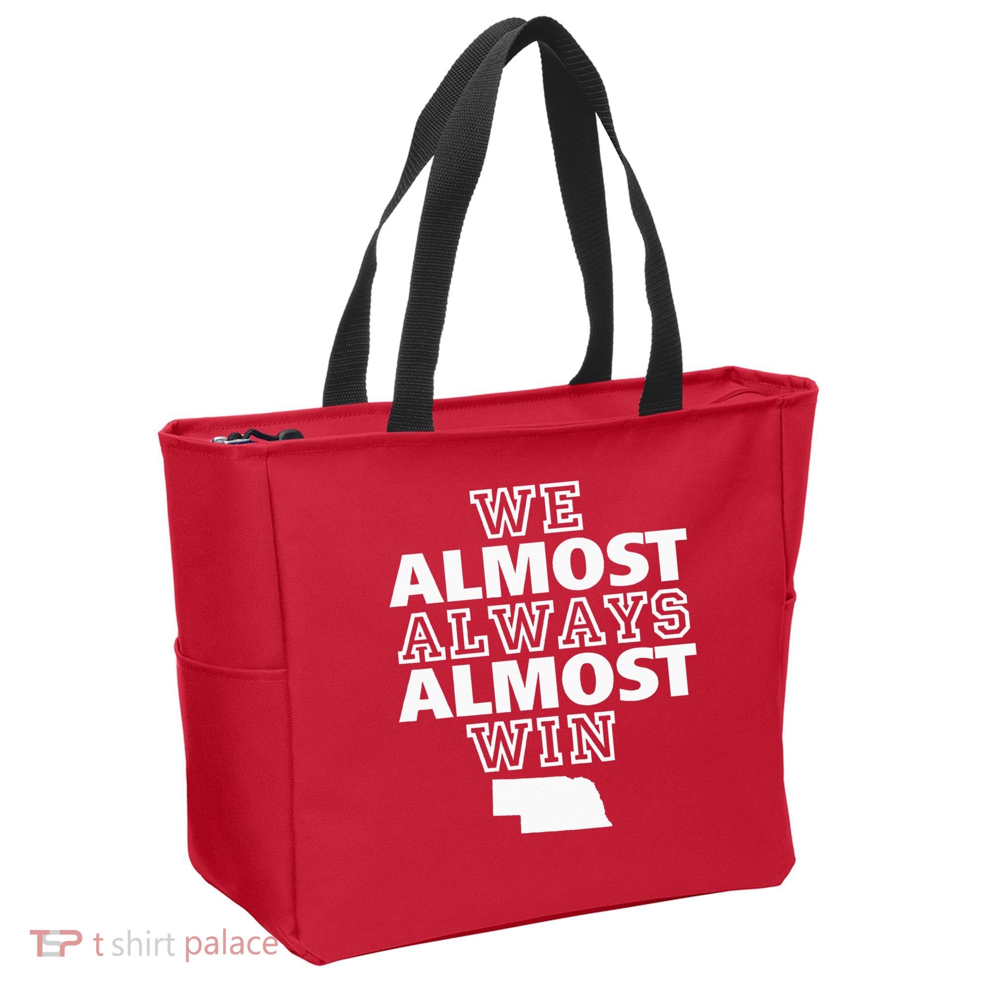 We Almost Always Almost Win Nebraska Map Funny Tote Bag