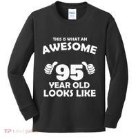 What An Awesome 95 Year Old Looks Like Birthday Bday Kids Long Sleeve Shirt thumb 0