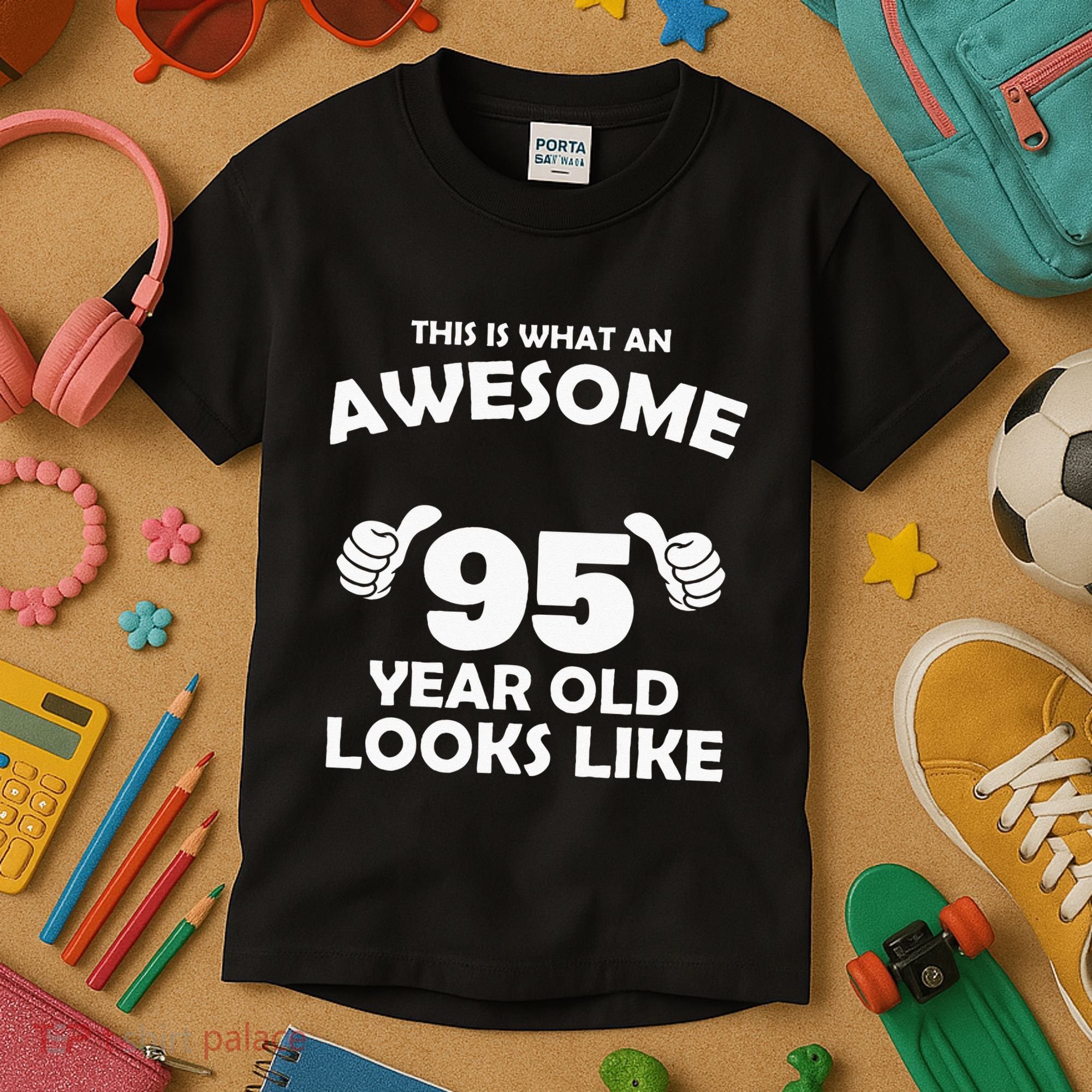 What An Awesome 95 Year Old Looks Like Birthday Bday Kids T-Shirt