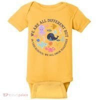 We Are All Different But In This School We All Swim Together Baby Bodysuit thumb 0