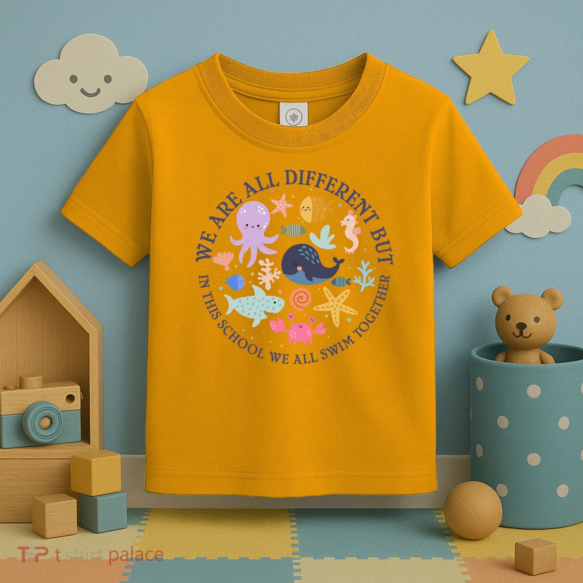 We Are All Different But In This School We All Swim Together Toddler T-Shirt