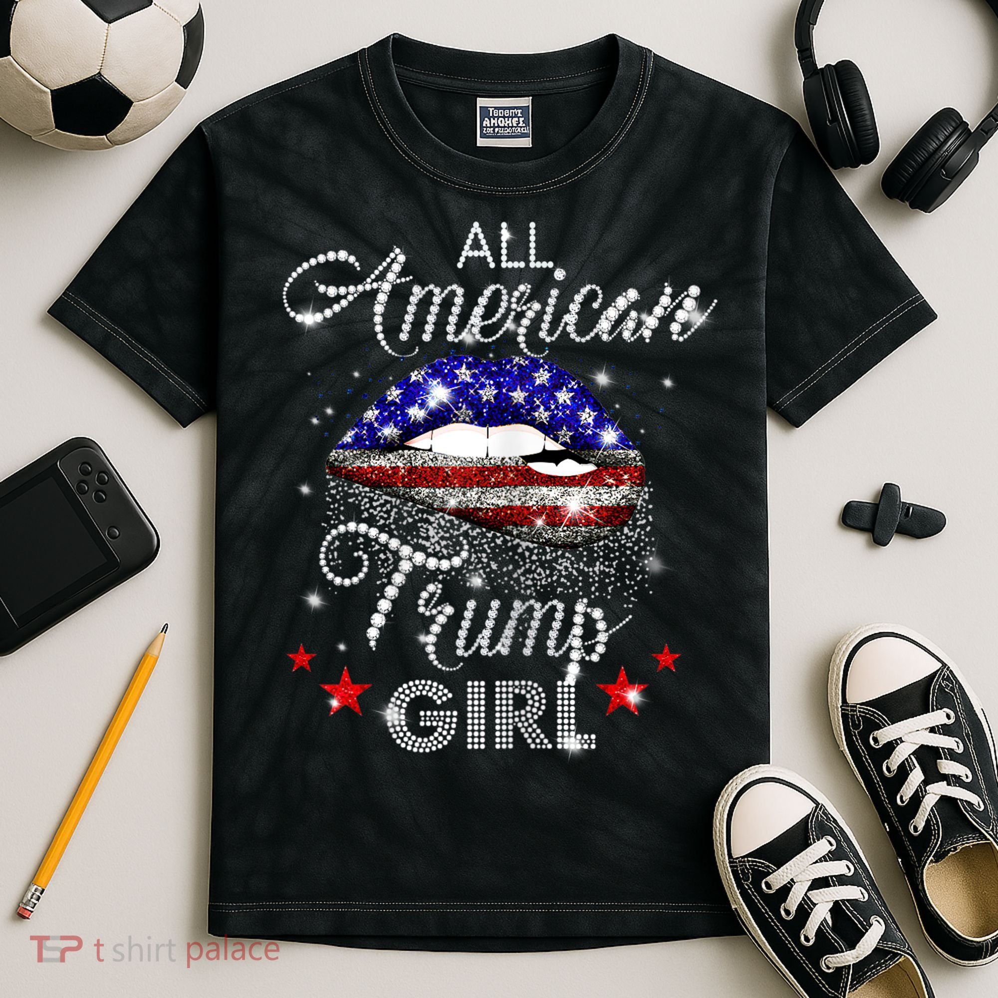 Womens All American Trump Girl Kids Tie-Dye T-Shirt