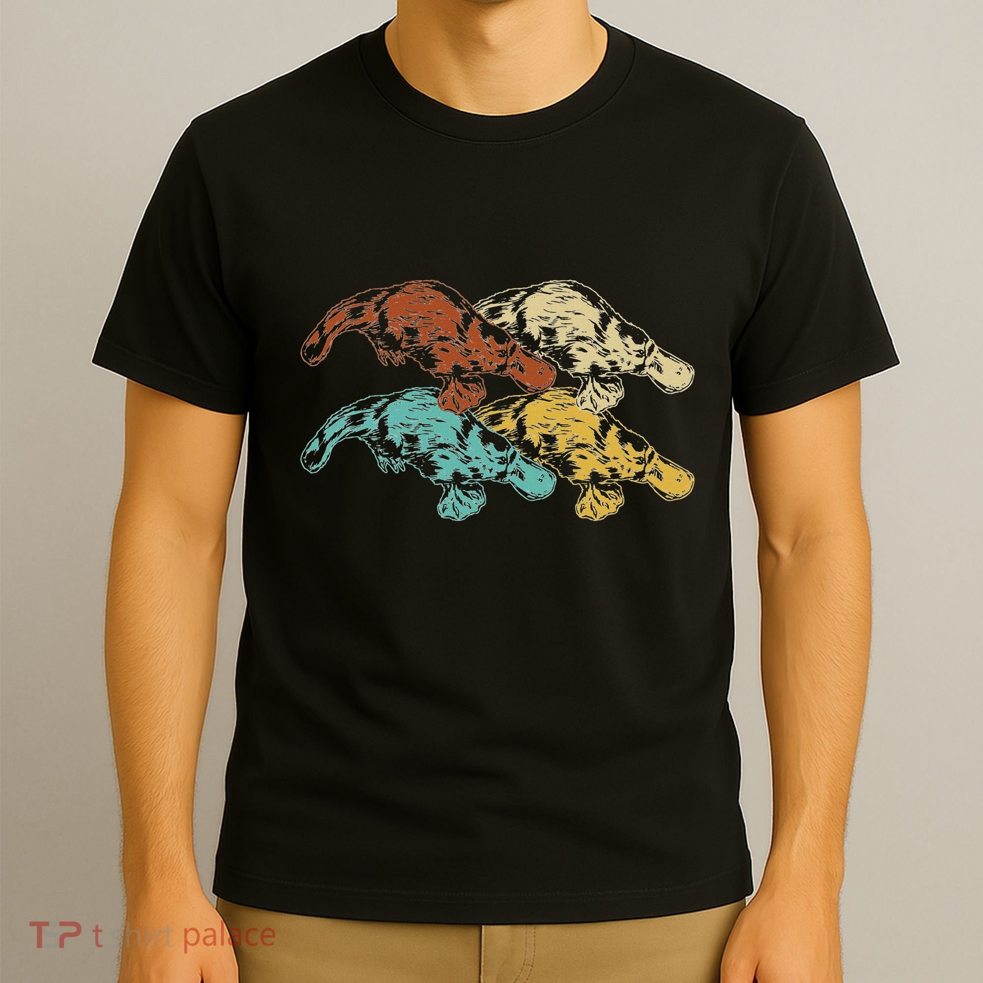 Wildlife Animal Australia Retro Platypus T-Shirt