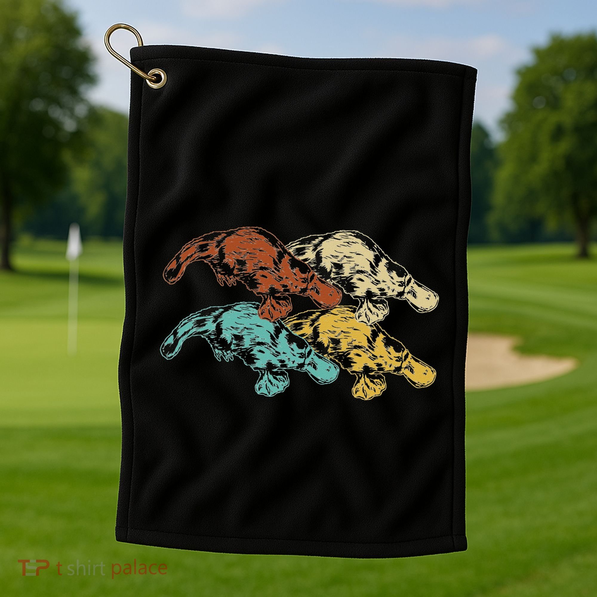 Wildlife Animal Australia Retro Platypus Golf Towel
