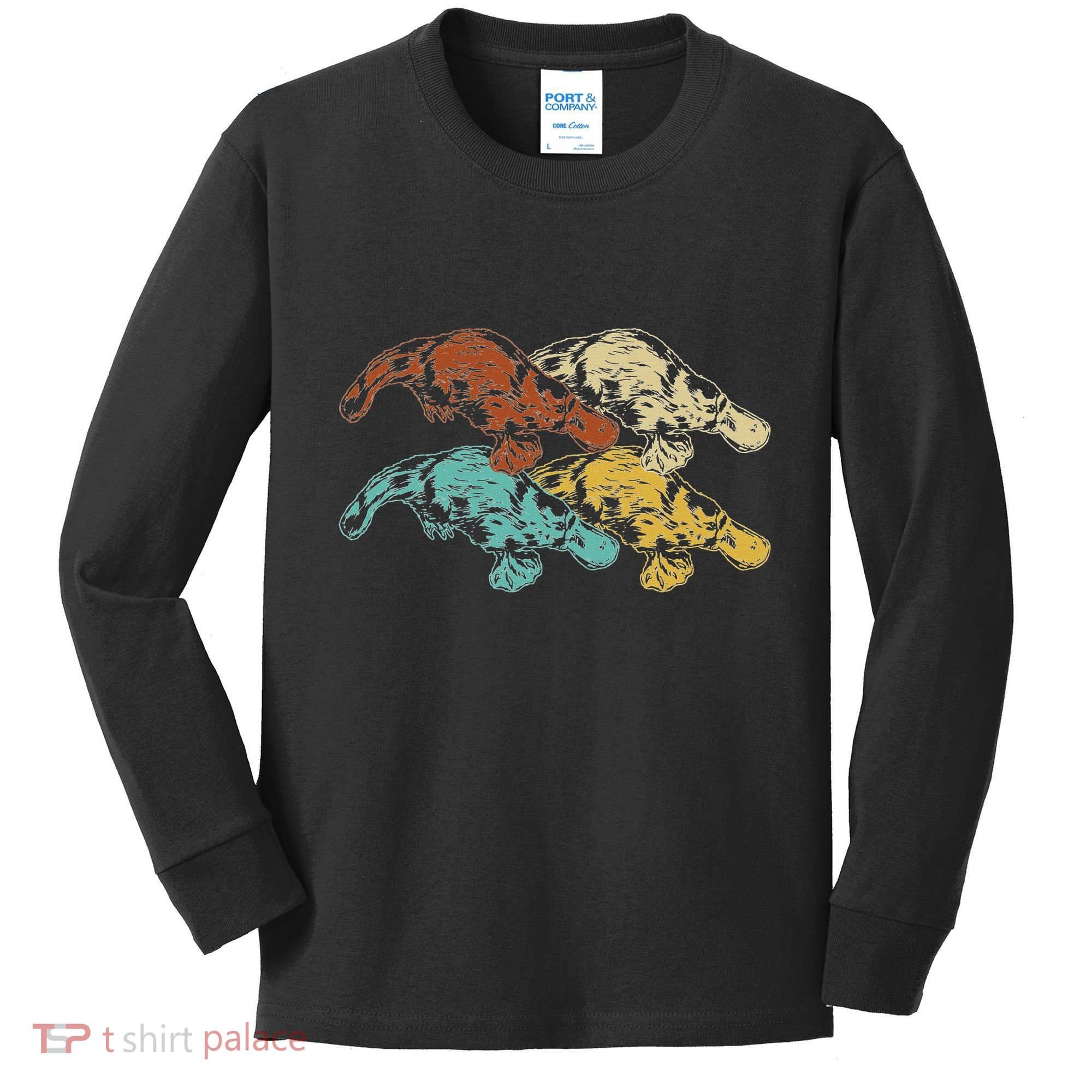 Wildlife Animal Australia Retro Platypus Kids Long Sleeve Shirt