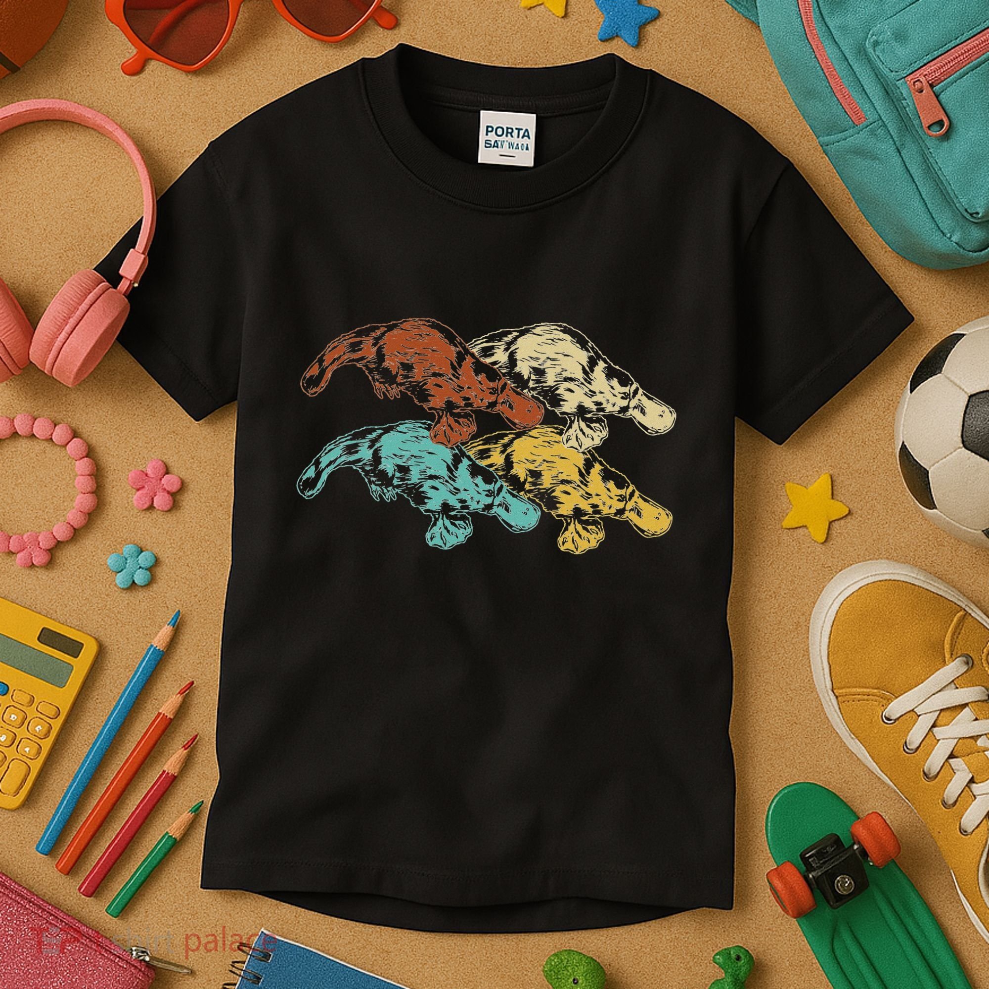 Wildlife Animal Australia Retro Platypus Kids T-Shirt