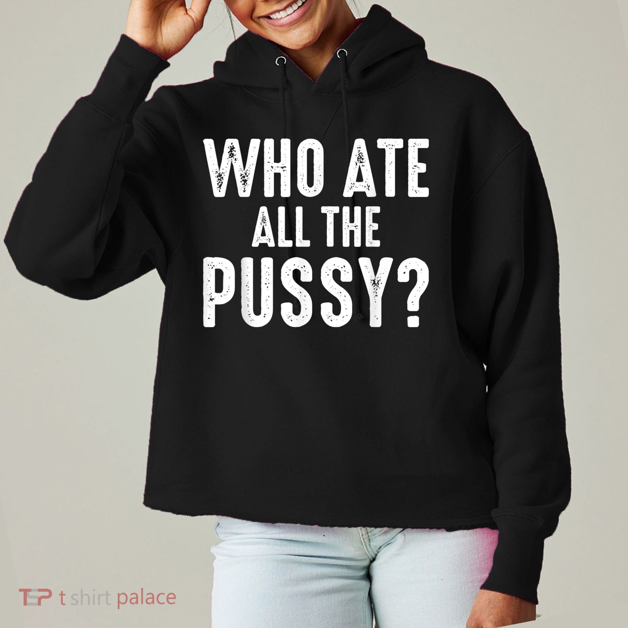 Who Ate All The Pussy Funny Cool For Popular Quote Tee Ladies Heavyweight Boxy Pullover Hoodie