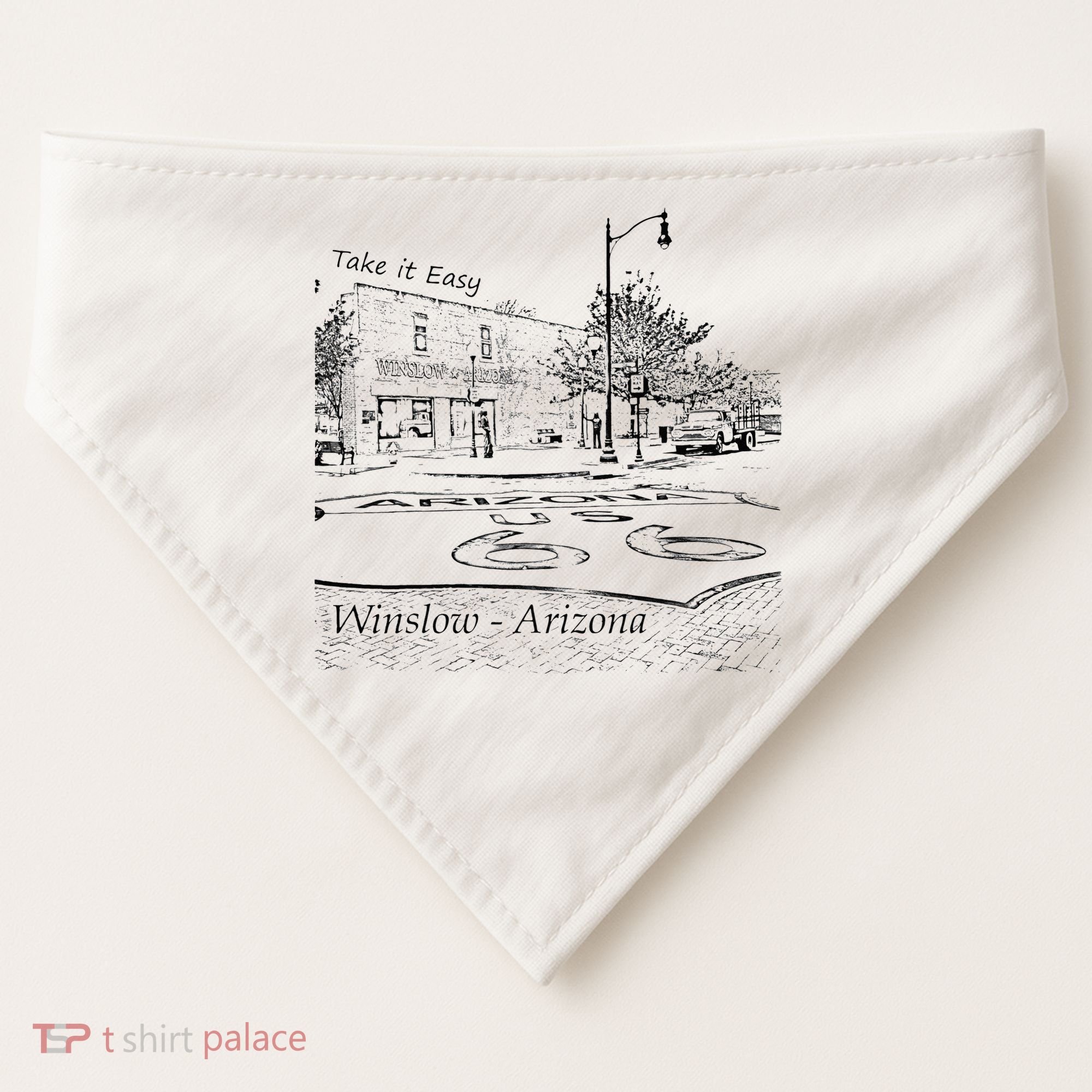 Winslow Arizona AZ US 66 Take It Easy Est. 1926 Mother Road USA-Made Doggie Bandana