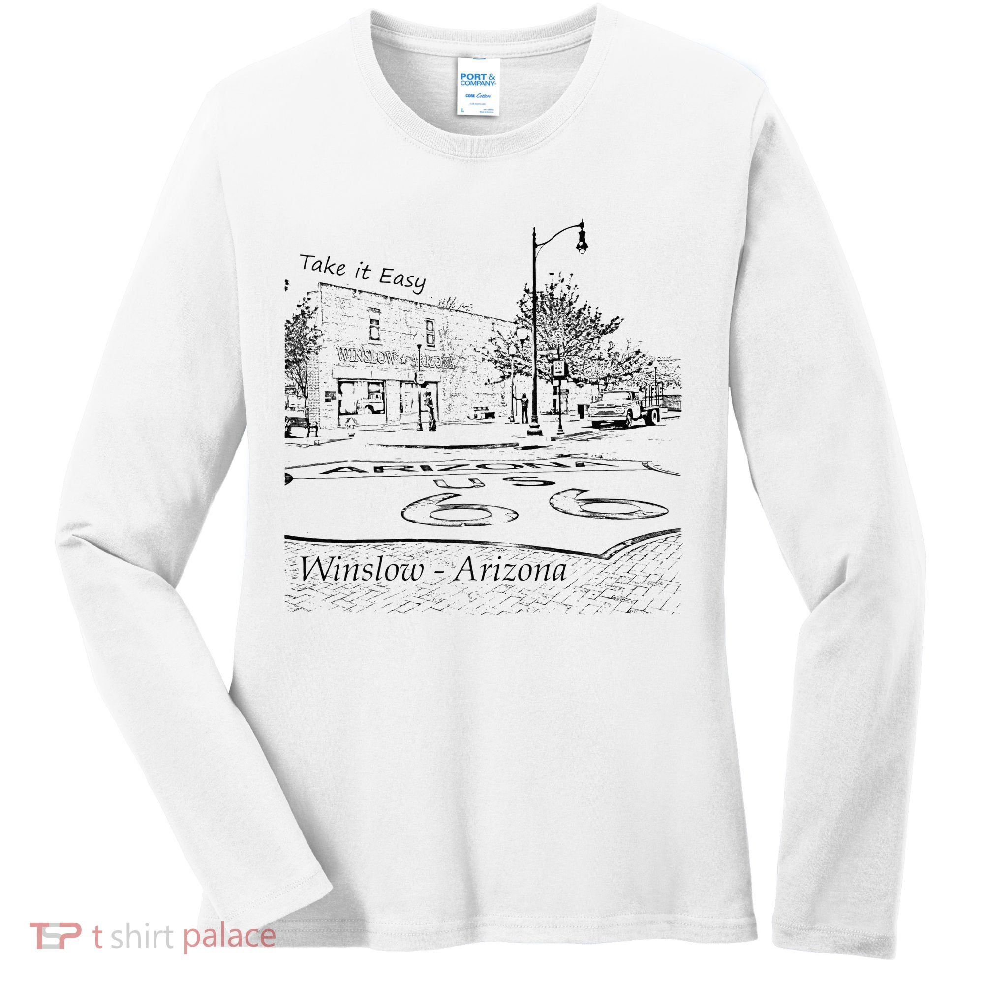 Winslow Arizona AZ US 66 Take It Easy Est. 1926 Mother Road Women's Long Sleeve Shirt