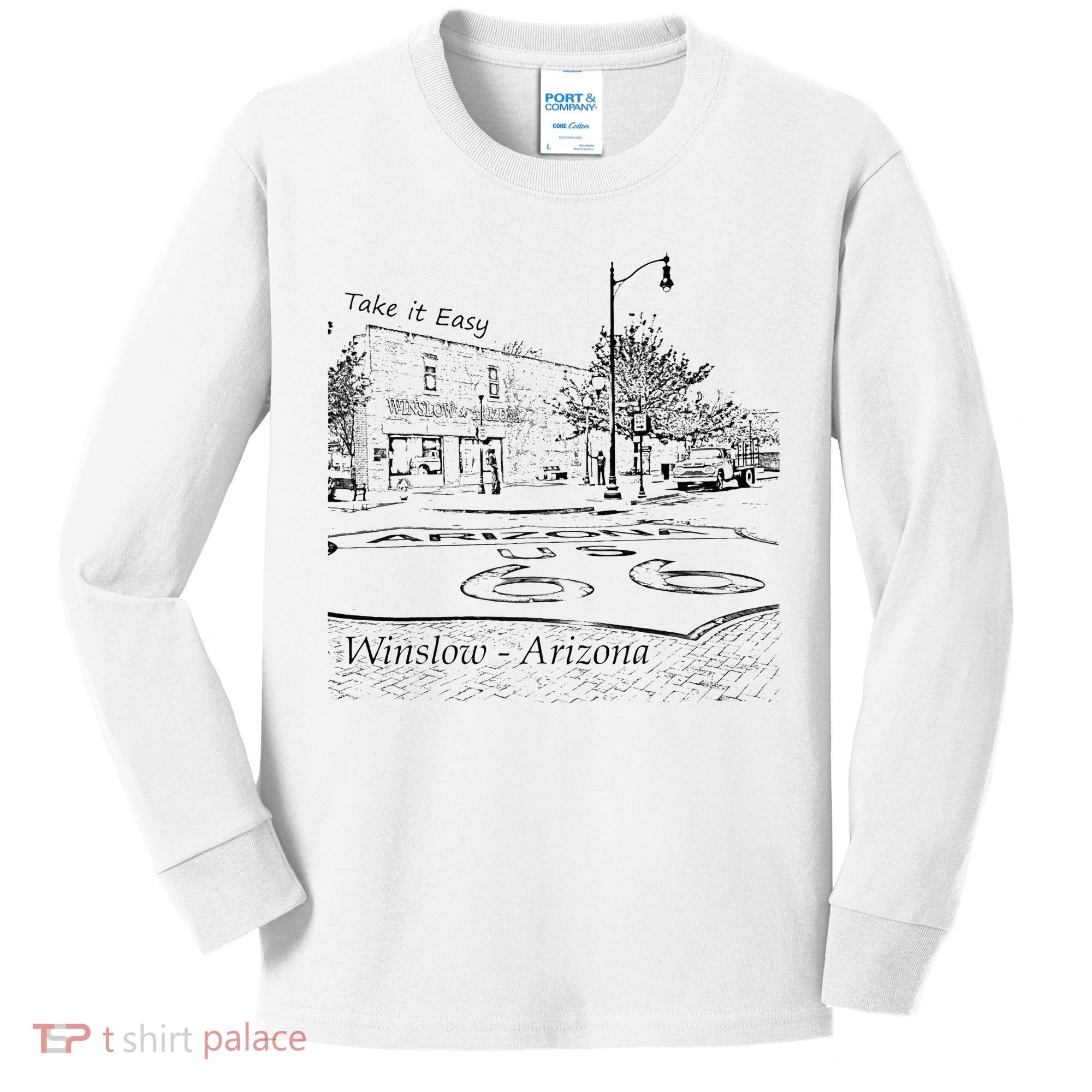 Winslow Arizona AZ US 66 Take It Easy Est. 1926 Mother Road Kids Long Sleeve Shirt