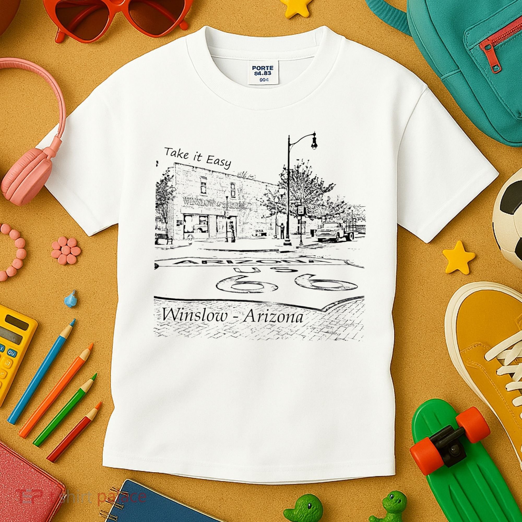 Winslow Arizona AZ US 66 Take It Easy Est. 1926 Mother Road Kids T-Shirt