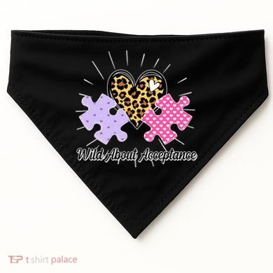 Wild About Acceptance Autism Awareness Puzzle Heart USA-Made Doggie Bandana