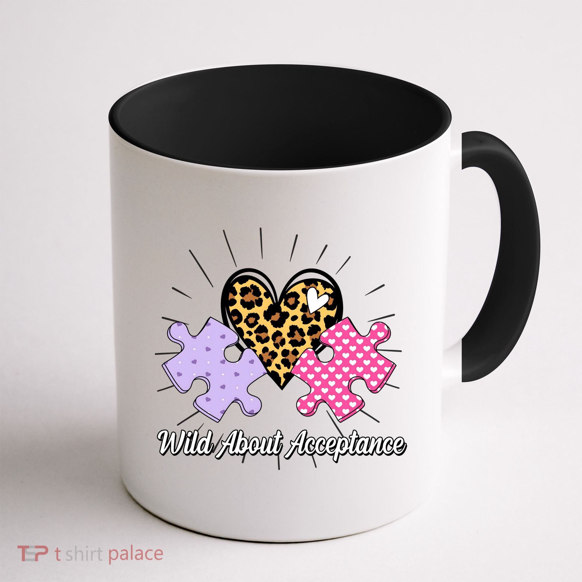 Wild About Acceptance Autism Awareness Puzzle Heart Coffee Mug