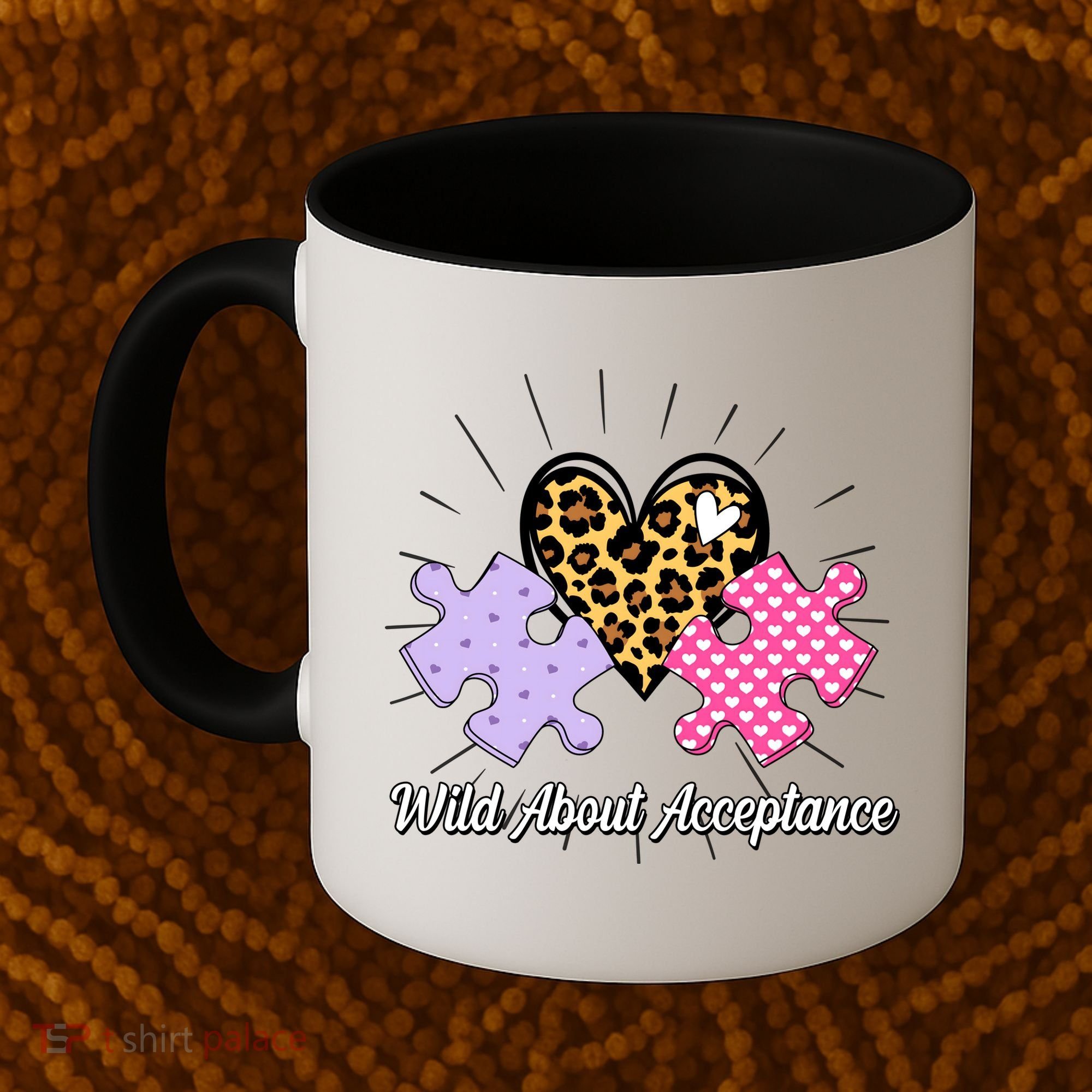 Wild About Acceptance Autism Awareness Puzzle Heart Coffee Mug