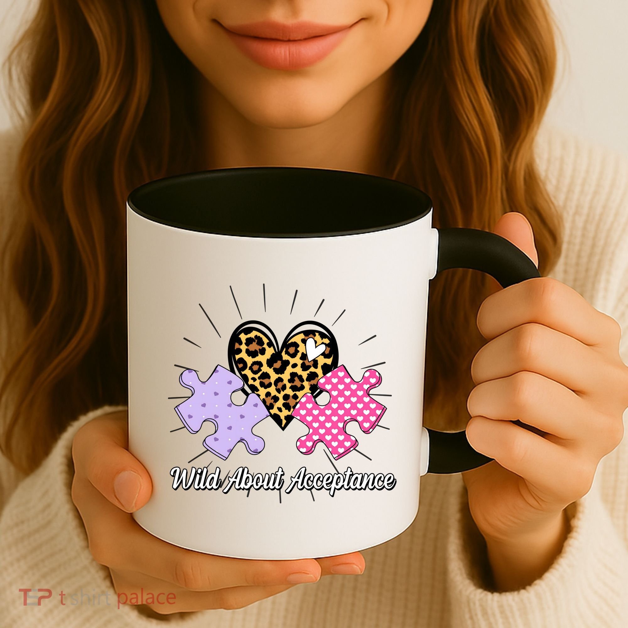 Wild About Acceptance Autism Awareness Puzzle Heart Coffee Mug