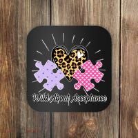 Wild About Acceptance Autism Awareness Puzzle Heart Coaster thumb 0
