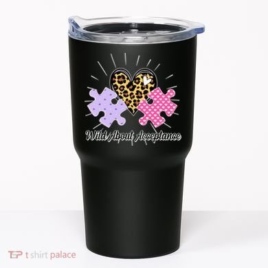Wild About Acceptance Autism Awareness Puzzle Heart Tumbler