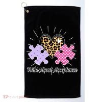 Wild About Acceptance Autism Awareness Puzzle Heart Golf Towel thumb 0