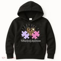 Wild About Acceptance Autism Awareness Puzzle Heart Kids Hoodie thumb 0