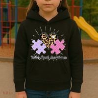Wild About Acceptance Autism Awareness Puzzle Heart Kids Hoodie thumb 3