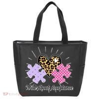 Wild About Acceptance Autism Awareness Puzzle Heart Tote Bag thumb 0