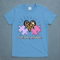 Wild About Acceptance Autism Awareness Puzzle Heart T-Shirt thumb 4