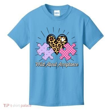 Wild About Acceptance Autism Awareness Puzzle Heart Kids T-Shirt