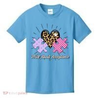 Wild About Acceptance Autism Awareness Puzzle Heart Kids T-Shirt thumb 0