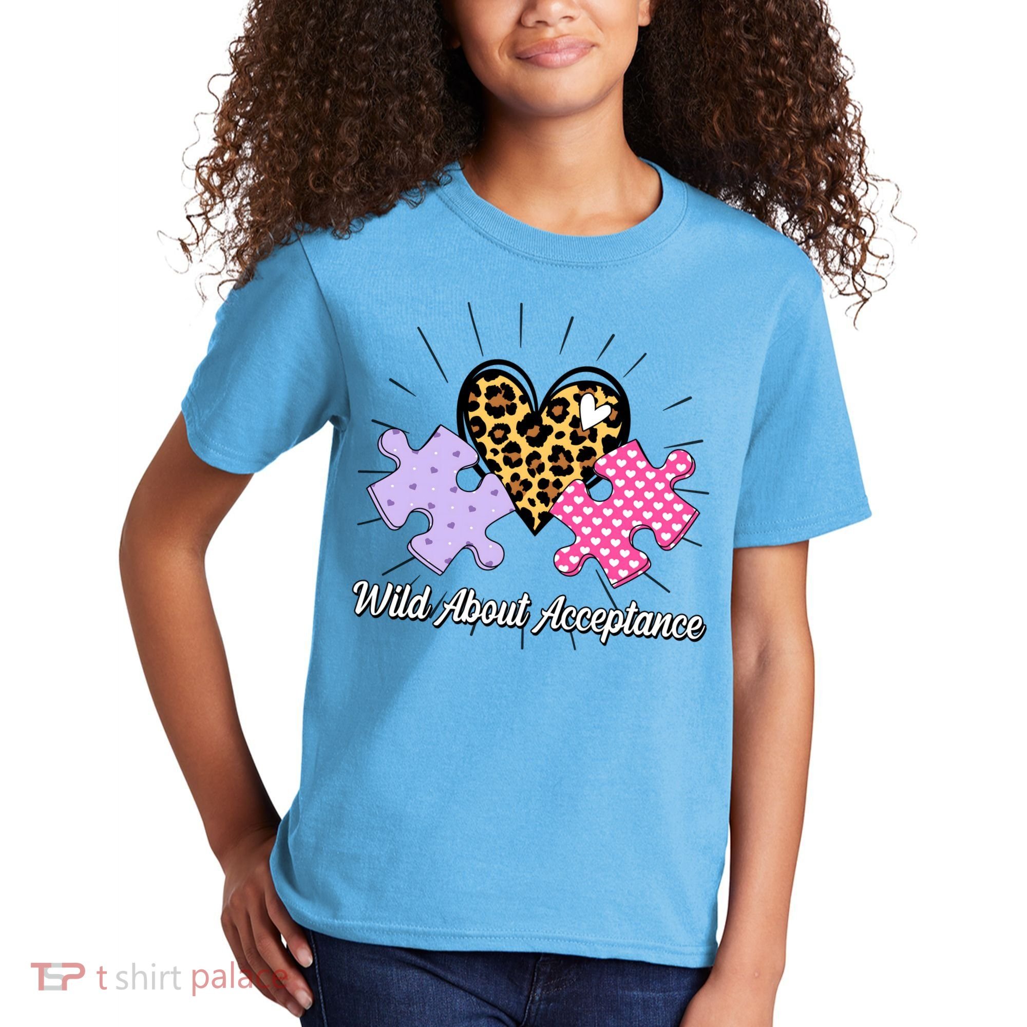 Wild About Acceptance Autism Awareness Puzzle Heart Kids T-Shirt
