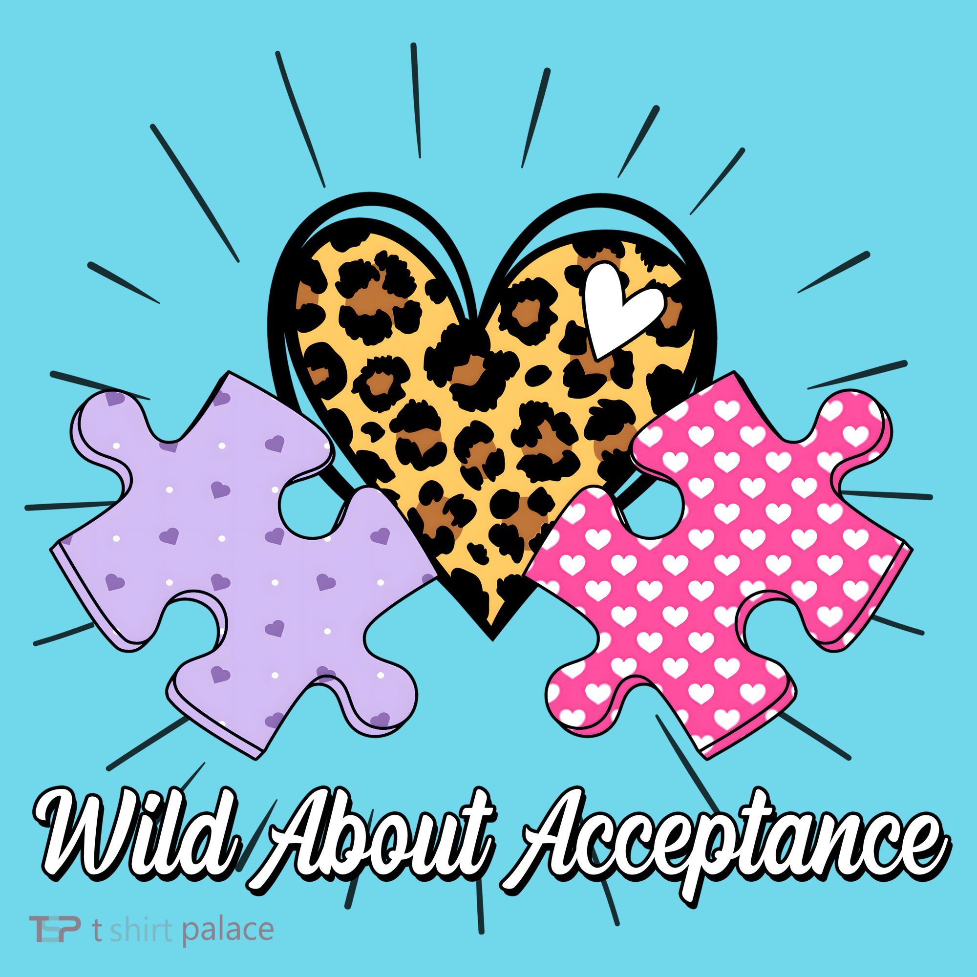 Wild About Acceptance Autism Awareness Puzzle Heart Kids T-Shirt