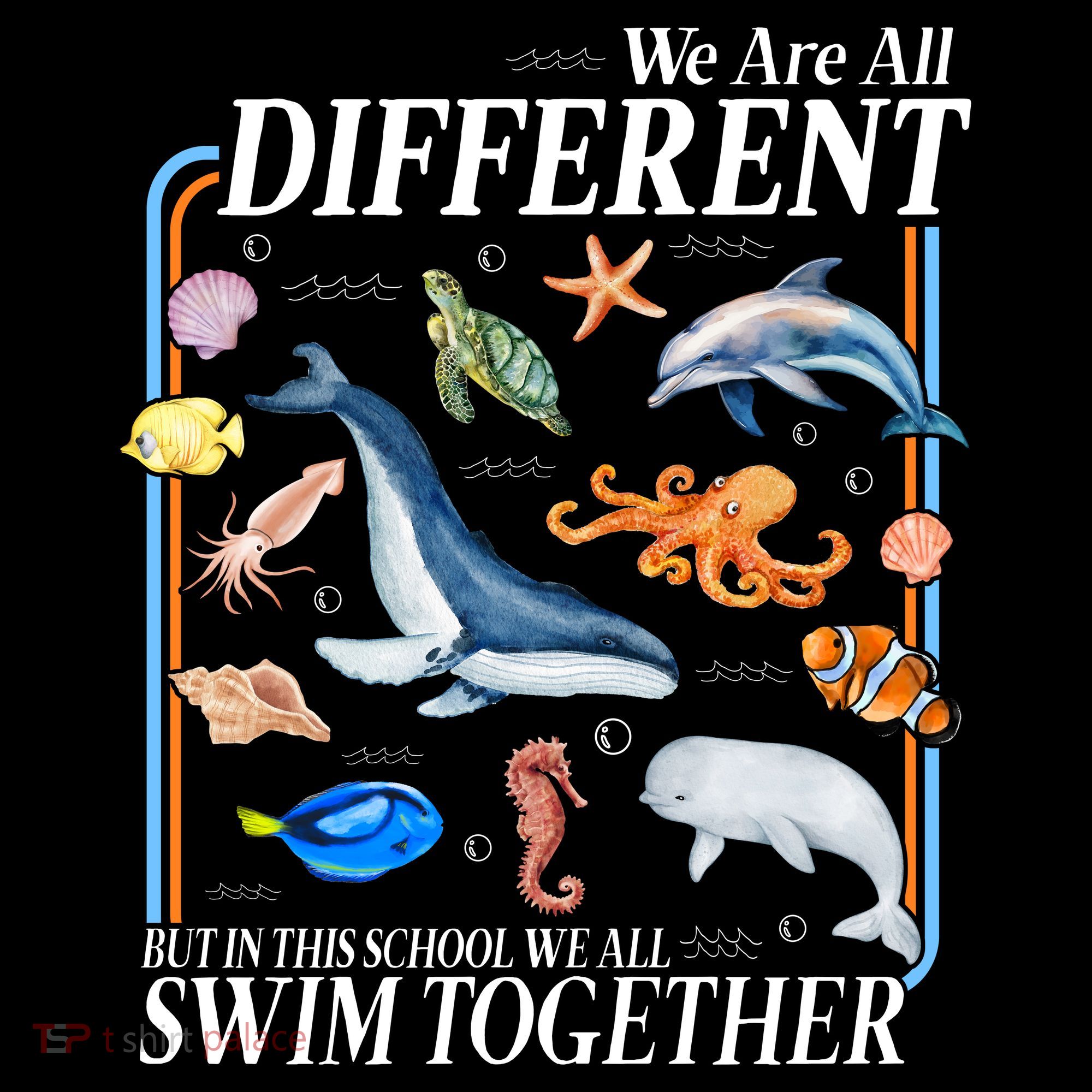 We Are All Different Swim Together Teacher Students Classmates Coaster