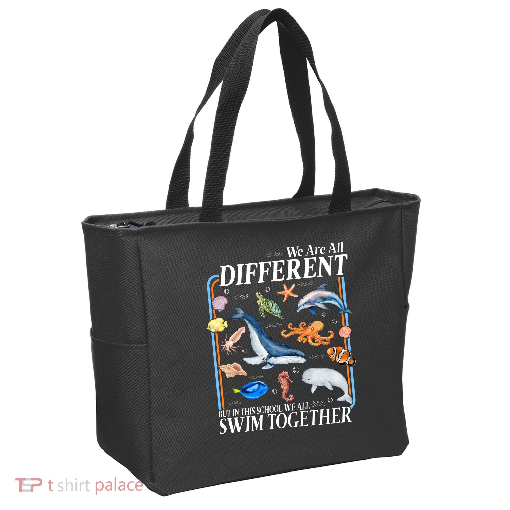 We Are All Different Swim Together Teacher Students Classmates Tote Bag