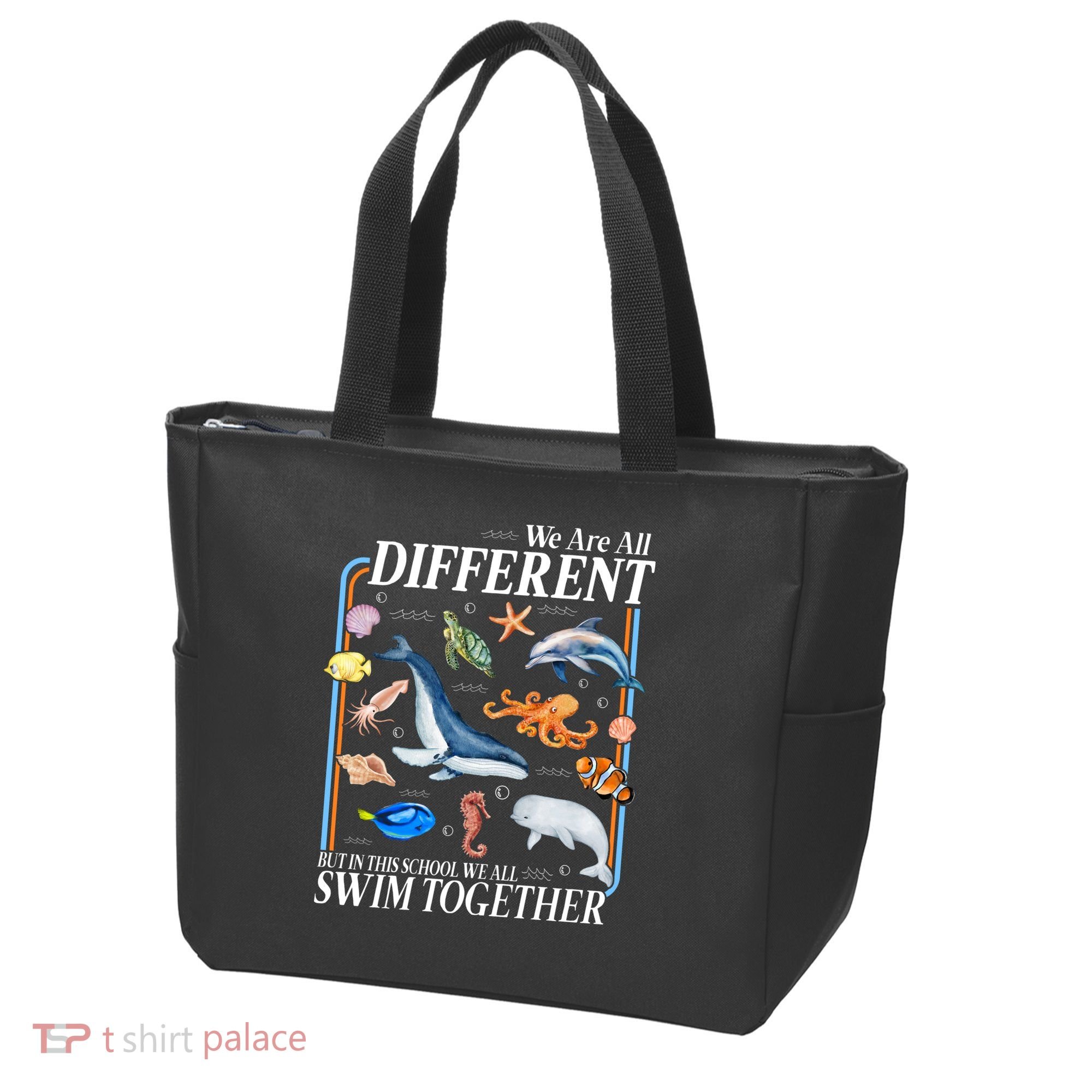 We Are All Different Swim Together Teacher Students Classmates Tote Bag