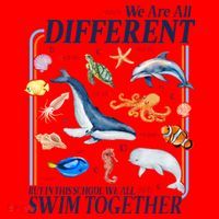 We Are All Different Swim Together Teacher Students Classmates Santa Hat thumb 1