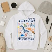 We Are All Different Swim Together Teacher Students Classmates Hoodie thumb 3